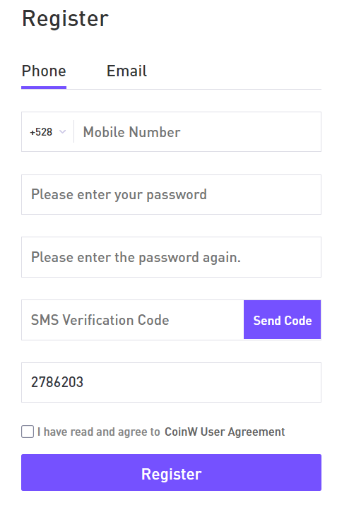 CoinW invitation code