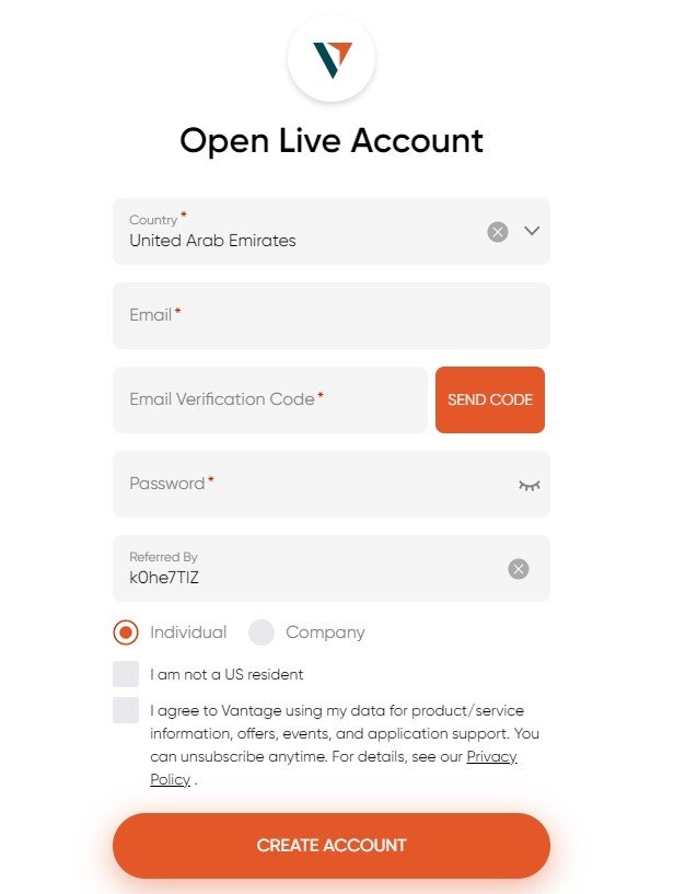Vantage Markets referral code